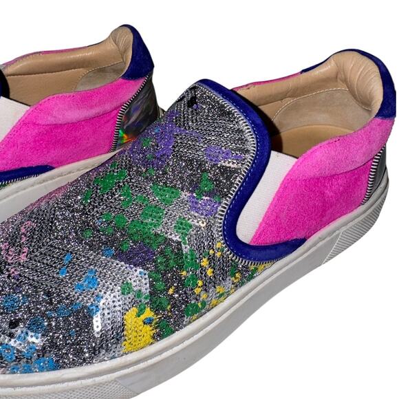 Christian Louboutin Masteral Tissima Suede Multicolor Fashion Sneaker Size 40.5 - Picture 10 of 16